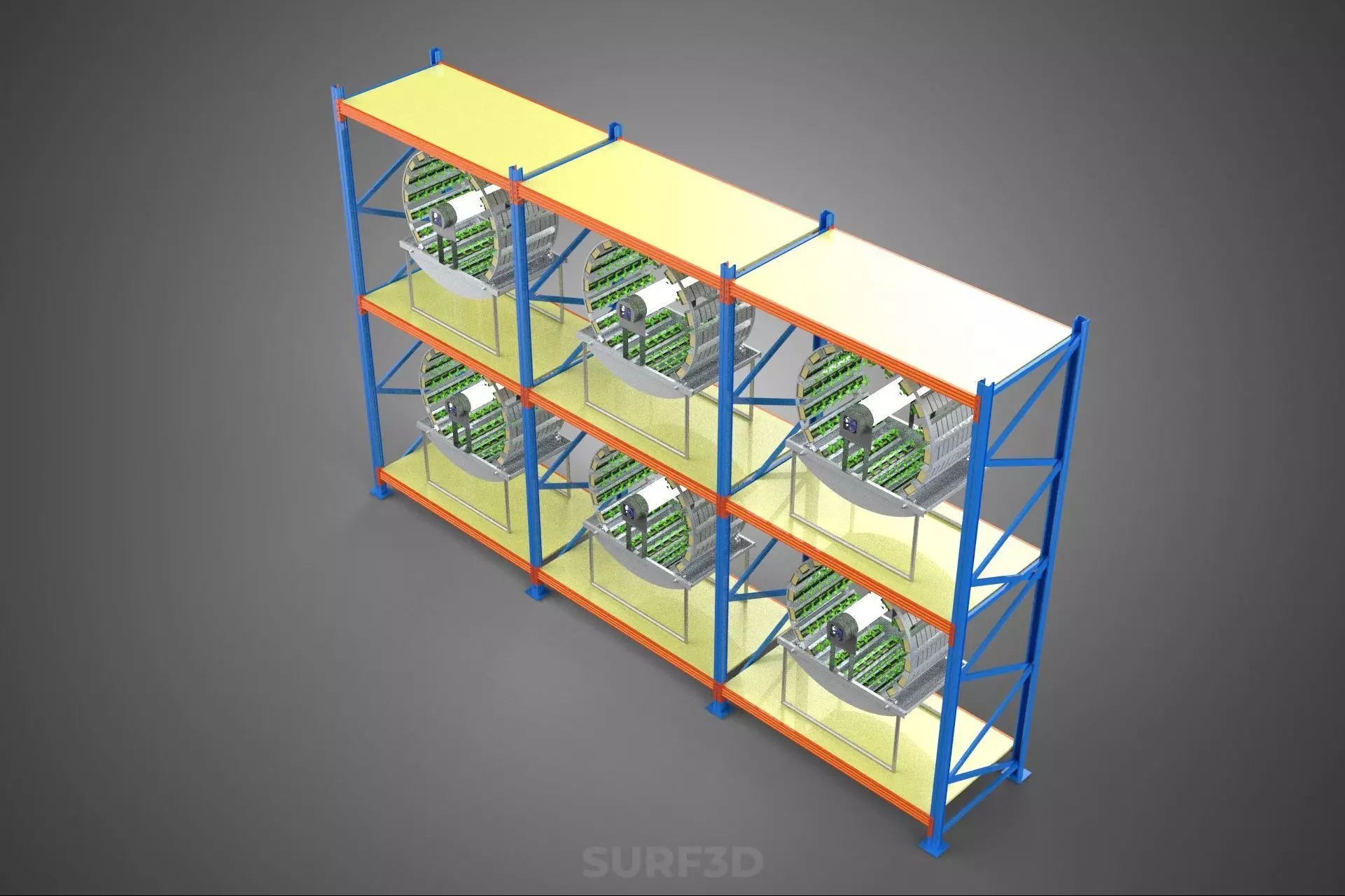 INDOOR ARRAY ROW SHELF RACK TRAY ROTARY HYDROPONIC PLANT GARDEN 3D model_8