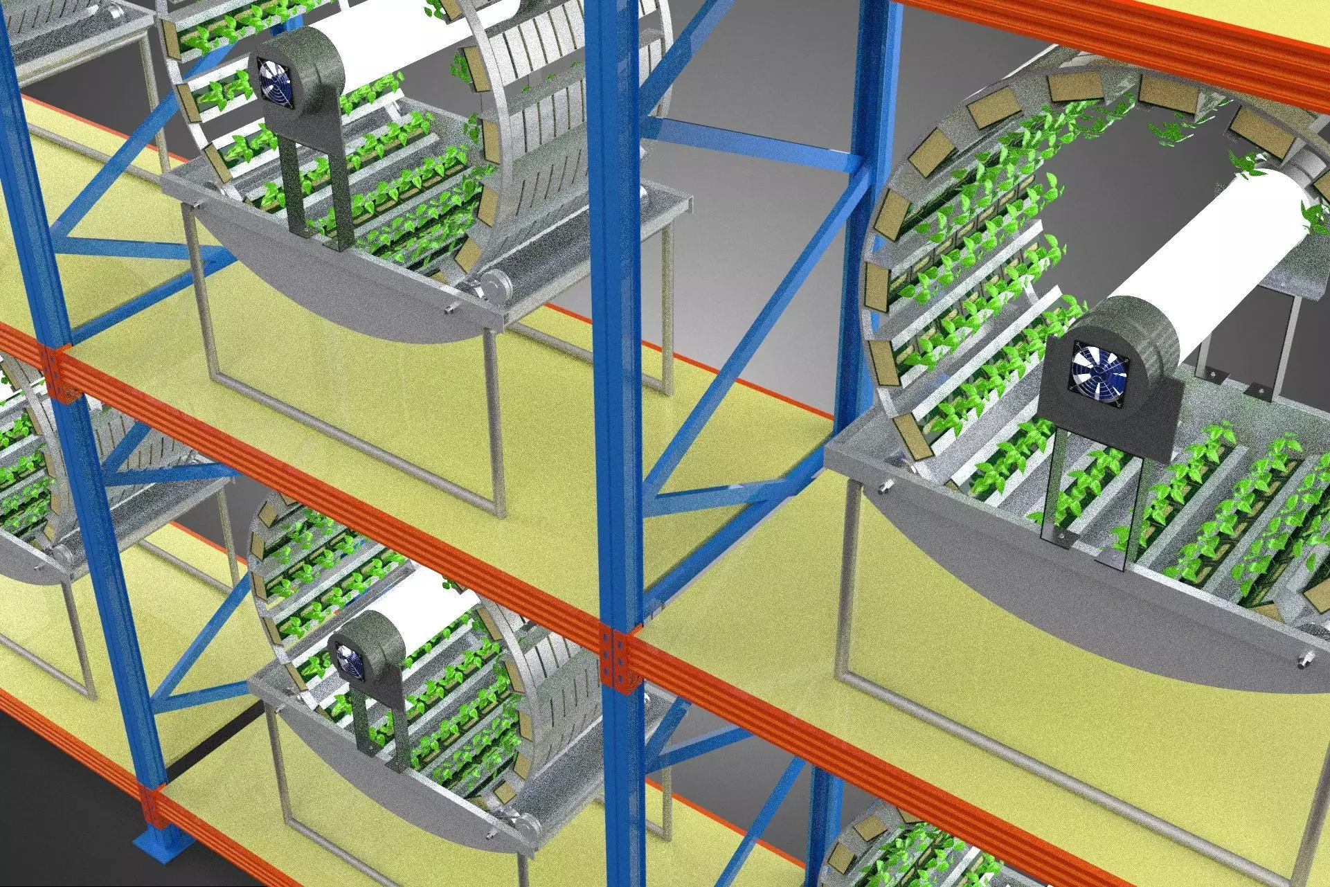 INDOOR ARRAY ROW SHELF RACK TRAY ROTARY HYDROPONIC PLANT GARDEN 3D model_30