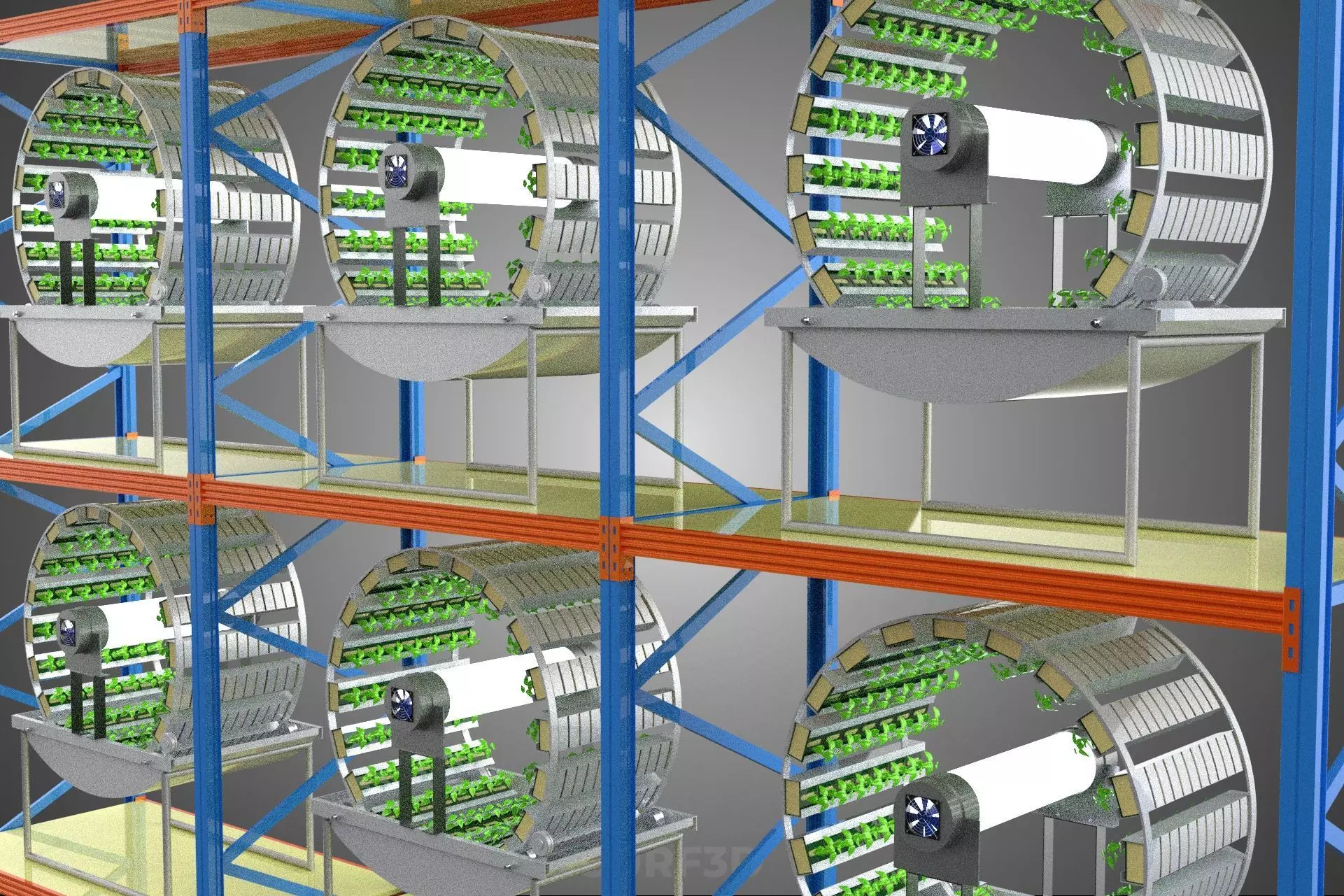 INDOOR ARRAY ROW SHELF RACK TRAY ROTARY HYDROPONIC PLANT GARDEN 3D model_29