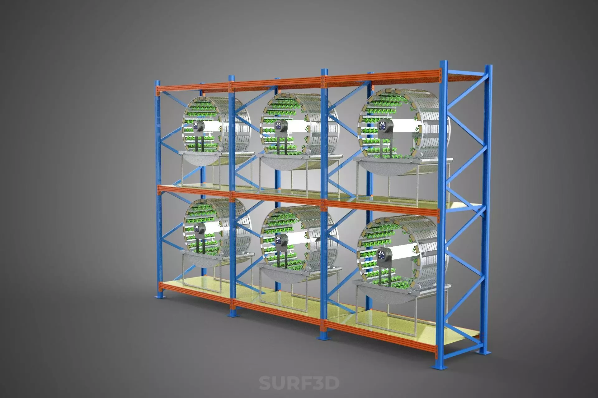 INDOOR ARRAY ROW SHELF RACK TRAY ROTARY HYDROPONIC PLANT GARDEN 3D model_10