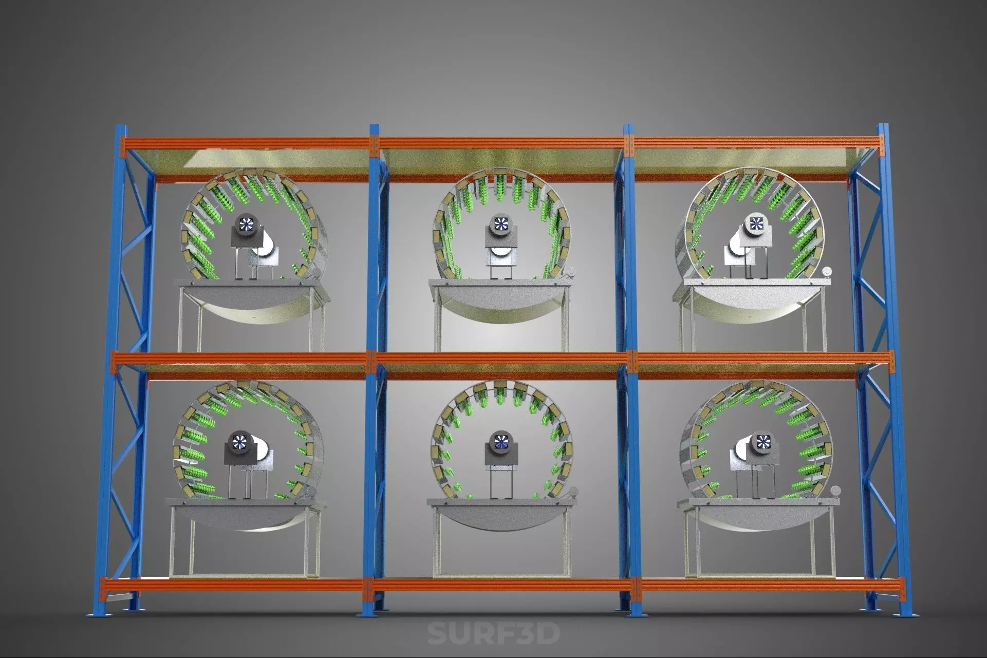 INDOOR ARRAY ROW SHELF RACK TRAY ROTARY HYDROPONIC PLANT GARDEN 3D model_14