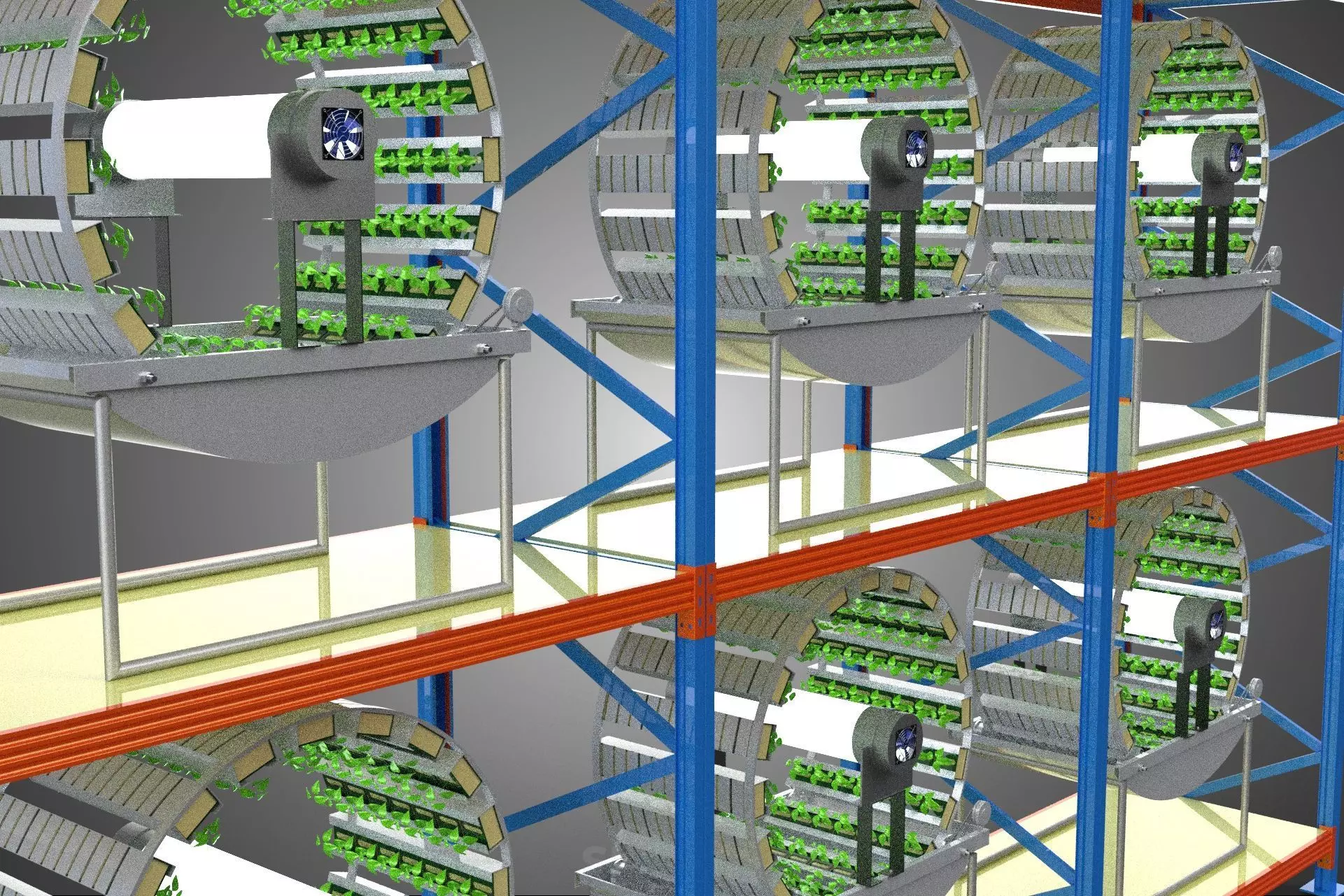 INDOOR ARRAY ROW SHELF RACK TRAY ROTARY HYDROPONIC PLANT GARDEN 3D model_27