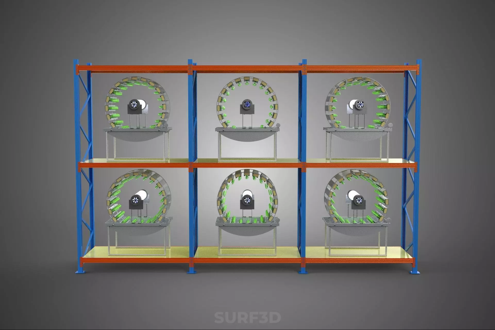 INDOOR ARRAY ROW SHELF RACK TRAY ROTARY HYDROPONIC PLANT GARDEN 3D model_9
