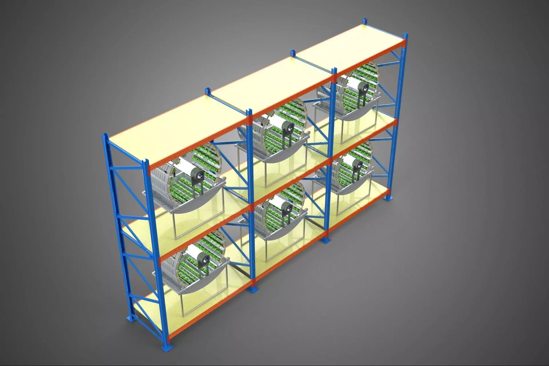 INDOOR ARRAY ROW SHELF RACK TRAY ROTARY HYDROPONIC PLANT GARDEN 3D model_1