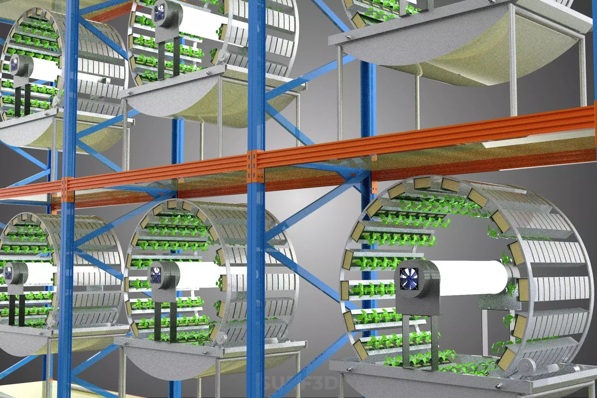 INDOOR ARRAY ROW SHELF RACK TRAY ROTARY HYDROPONIC PLANT GARDEN 3D model_31