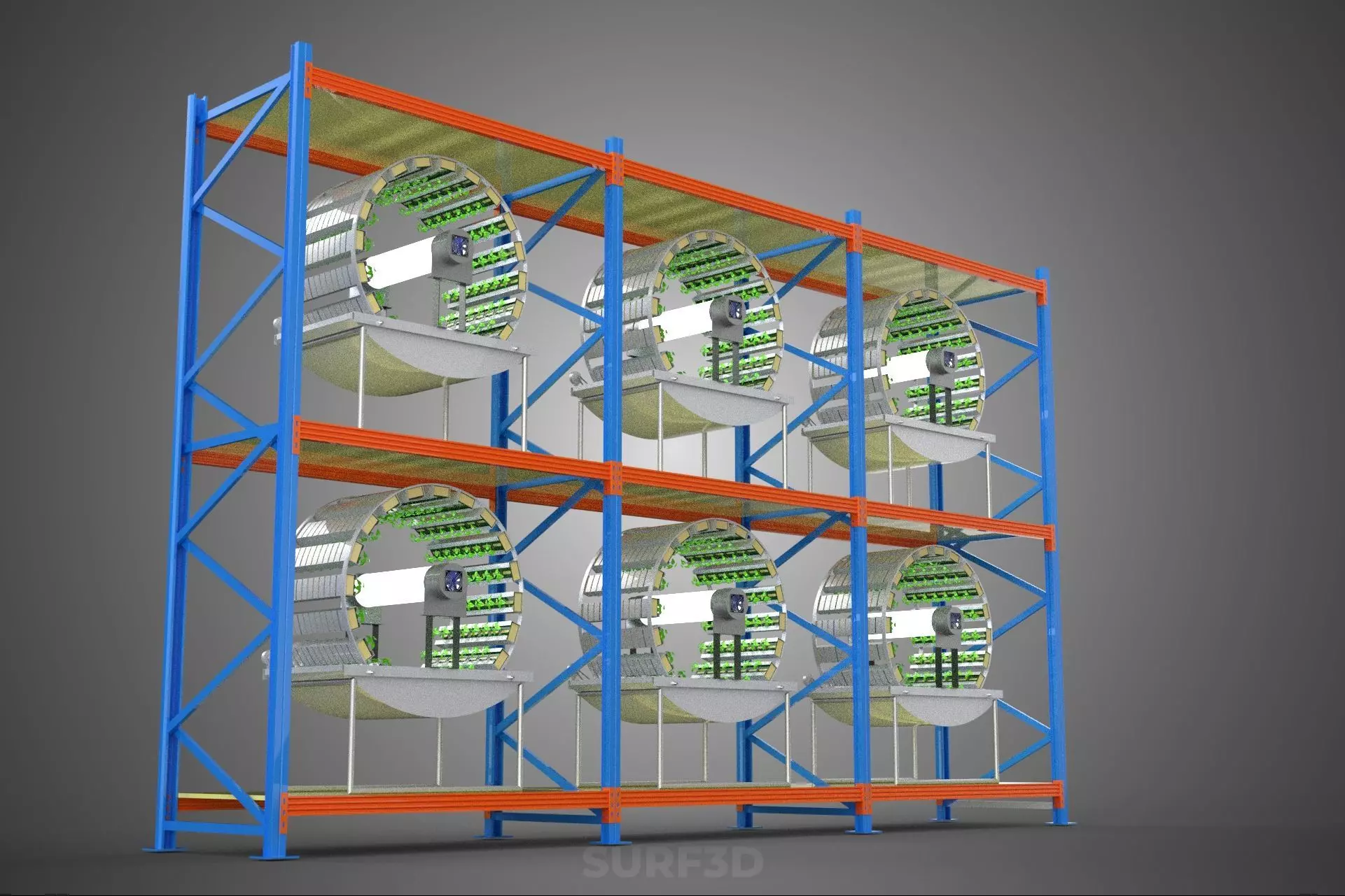 INDOOR ARRAY ROW SHELF RACK TRAY ROTARY HYDROPONIC PLANT GARDEN 3D model_17