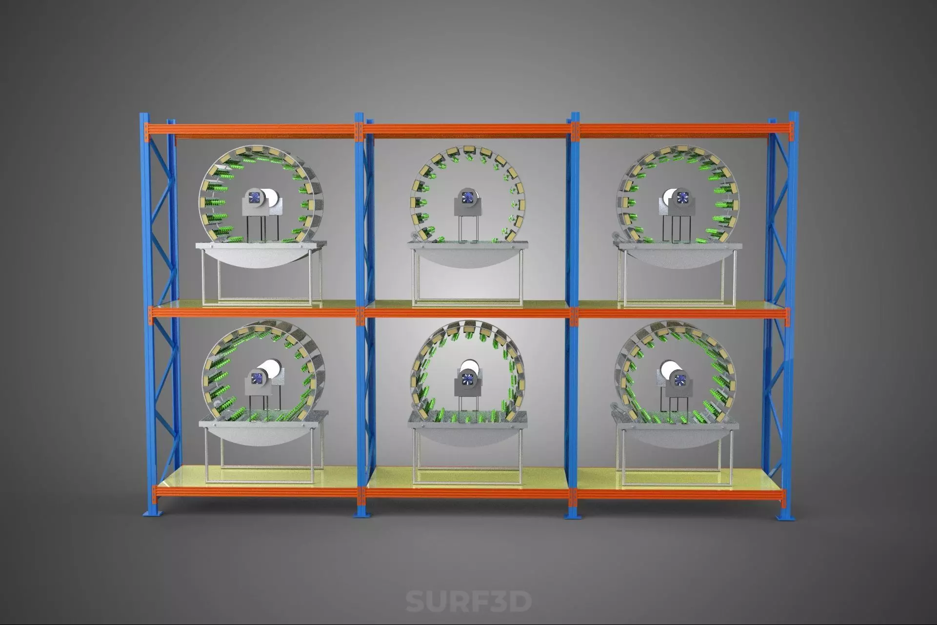 INDOOR ARRAY ROW SHELF RACK TRAY ROTARY HYDROPONIC PLANT GARDEN 3D model_13