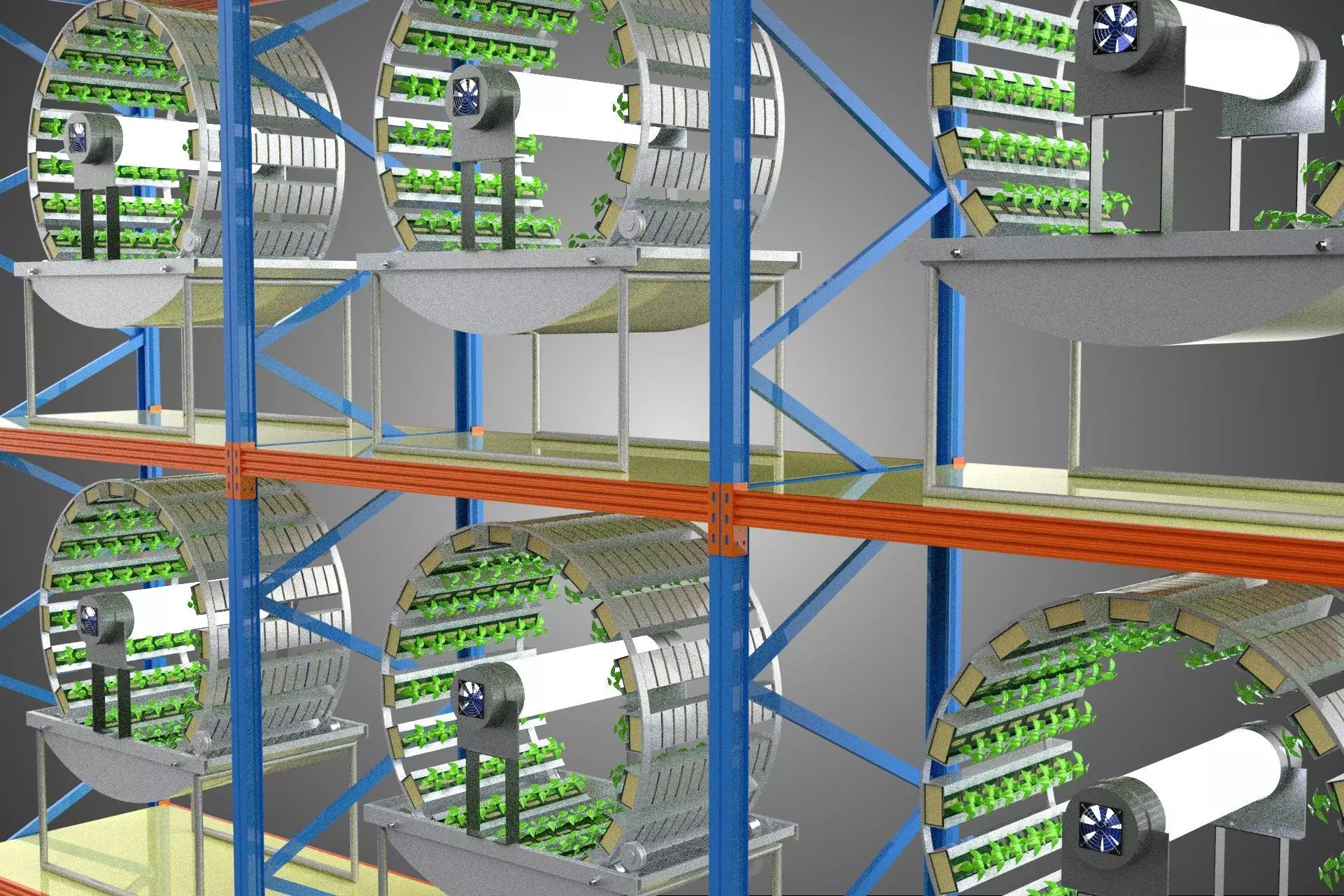 INDOOR ARRAY ROW SHELF RACK TRAY ROTARY HYDROPONIC PLANT GARDEN 3D model_28