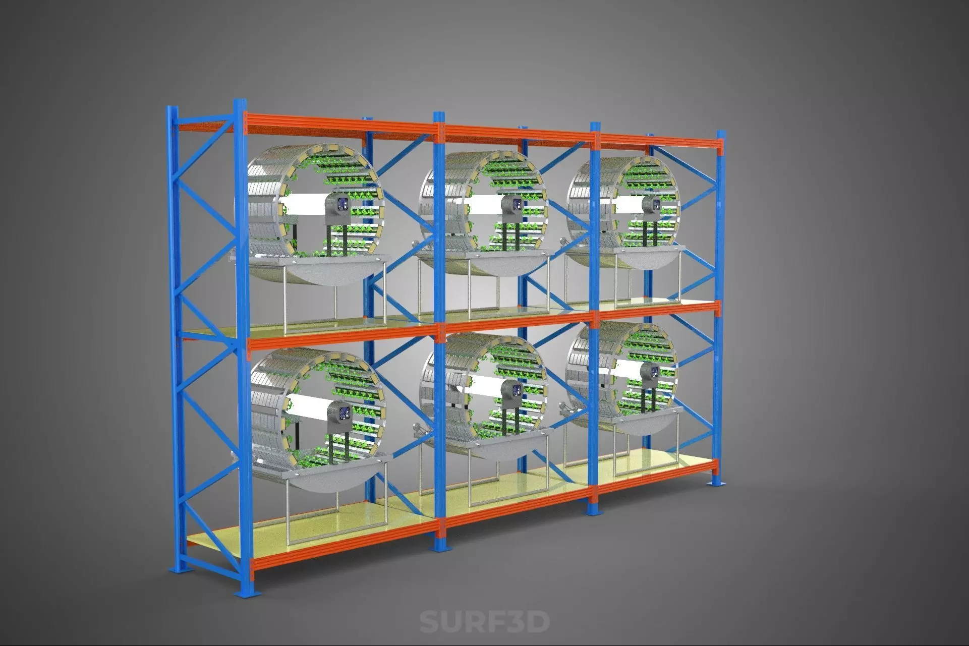 INDOOR ARRAY ROW SHELF RACK TRAY ROTARY HYDROPONIC PLANT GARDEN 3D model_12