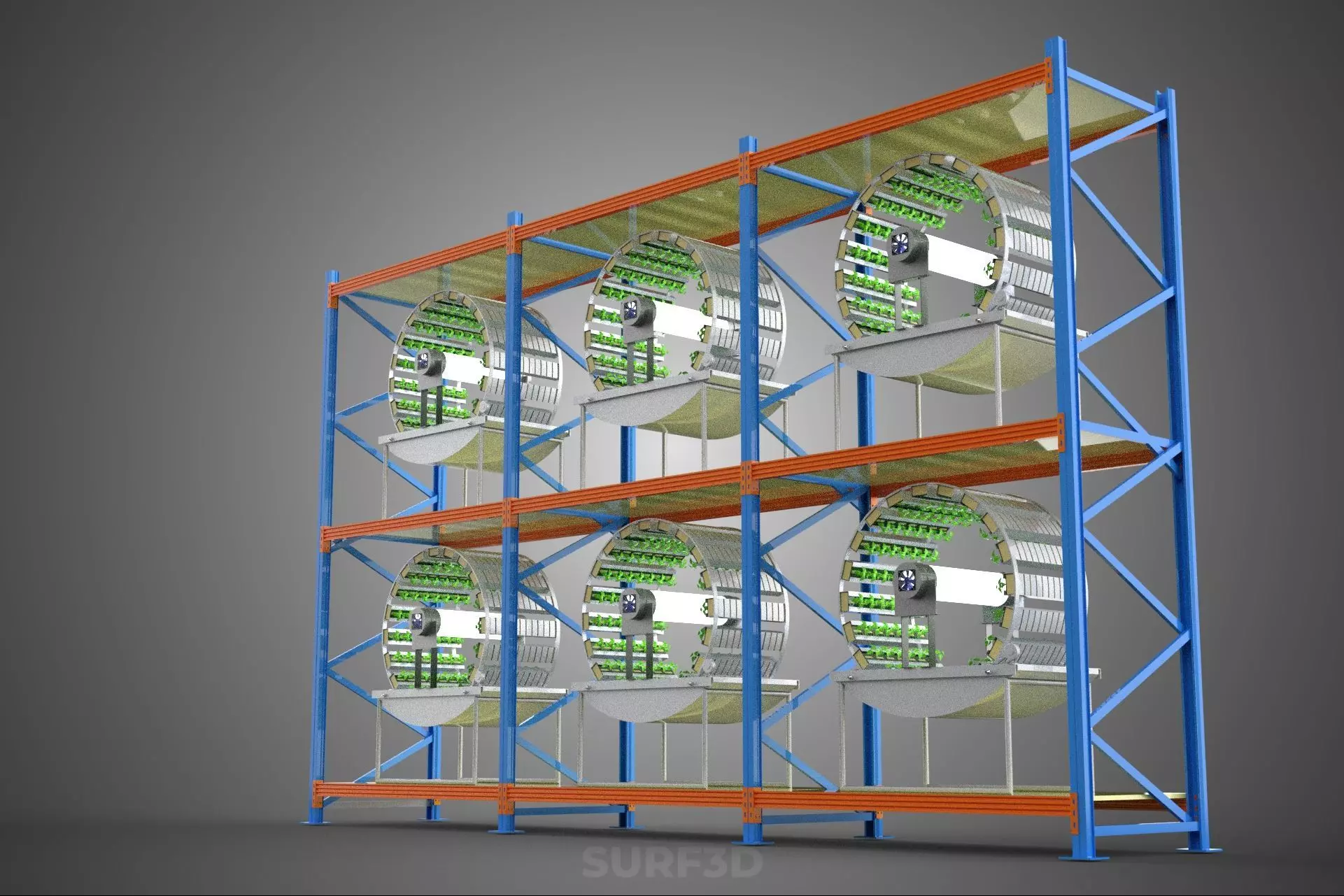 INDOOR ARRAY ROW SHELF RACK TRAY ROTARY HYDROPONIC PLANT GARDEN 3D model_15