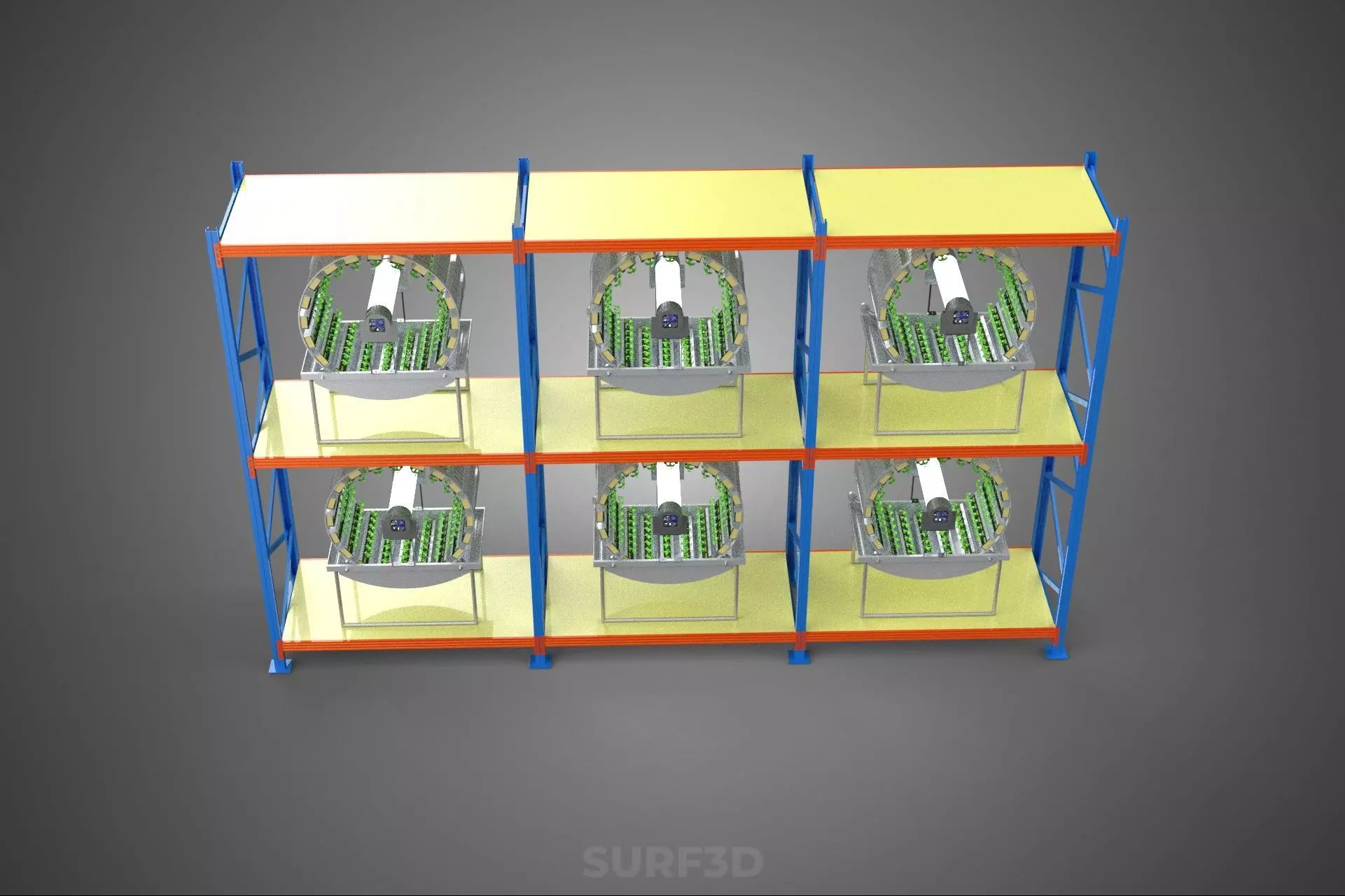 INDOOR ARRAY ROW SHELF RACK TRAY ROTARY HYDROPONIC PLANT GARDEN 3D model_7