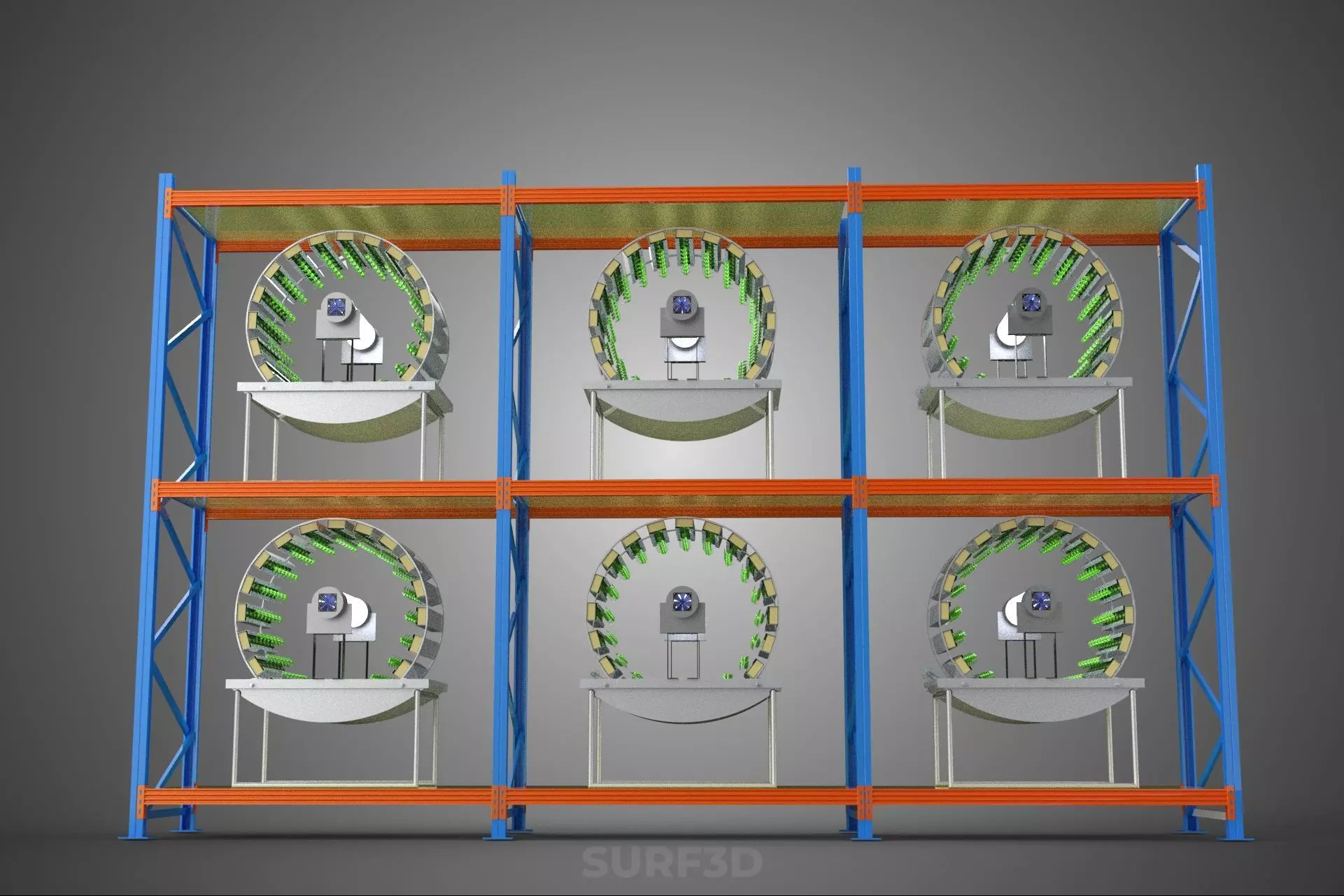 INDOOR ARRAY ROW SHELF RACK TRAY ROTARY HYDROPONIC PLANT GARDEN 3D model_18