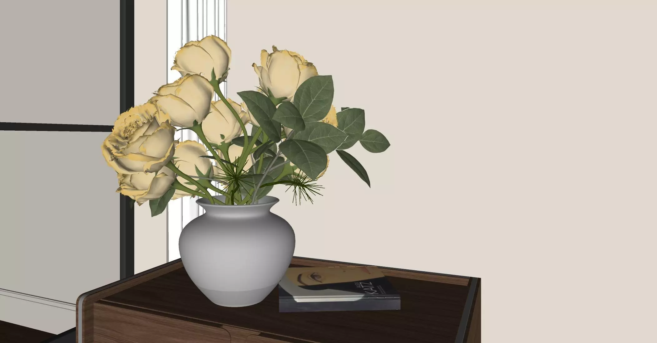 Flower arrangement in a vase 3D model_3