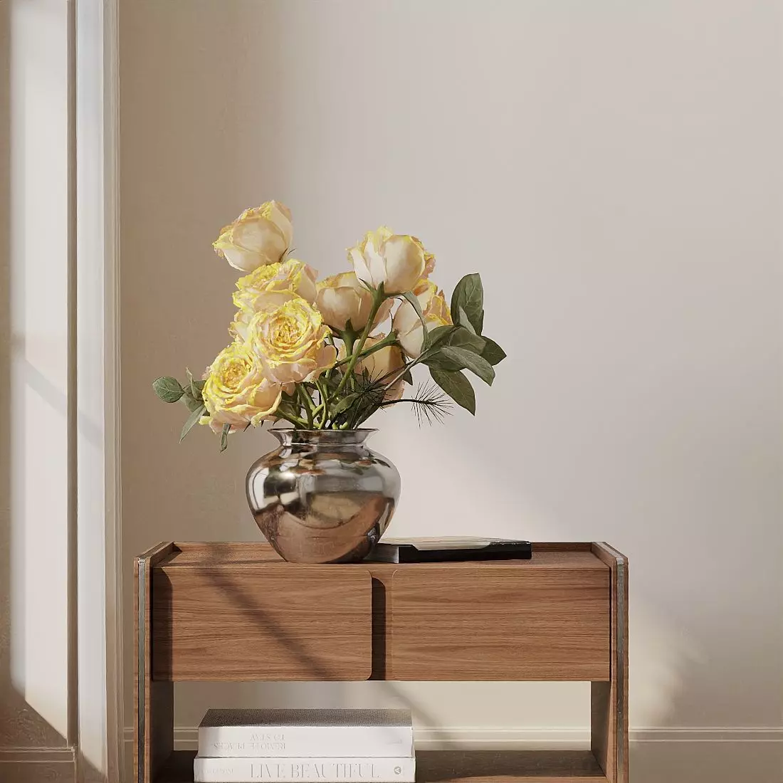 Flower arrangement in a vase 3D model_1