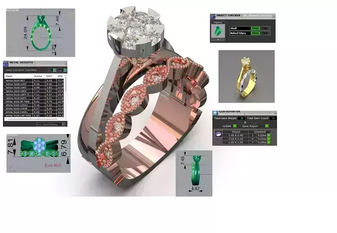 Flower Stone Arrangement Wedding stl 3dm Ring fr0030