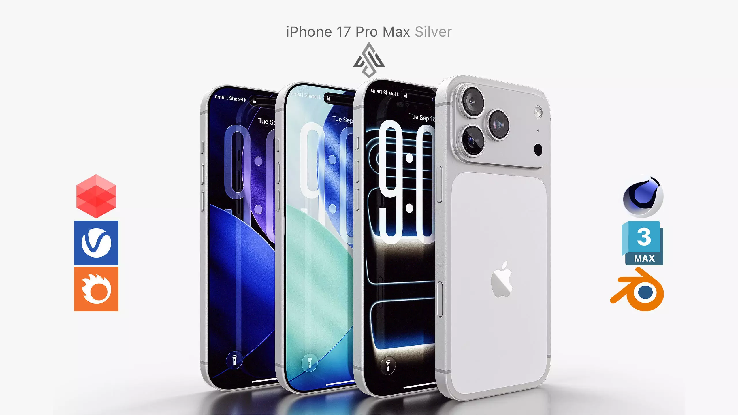 Apple iPhone 17 Pro Max Silver 3D model_0