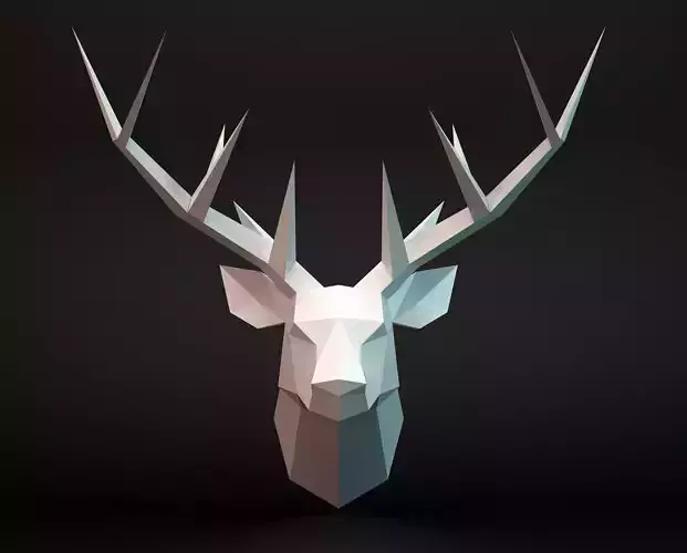 Deer head Low-poly 3D model