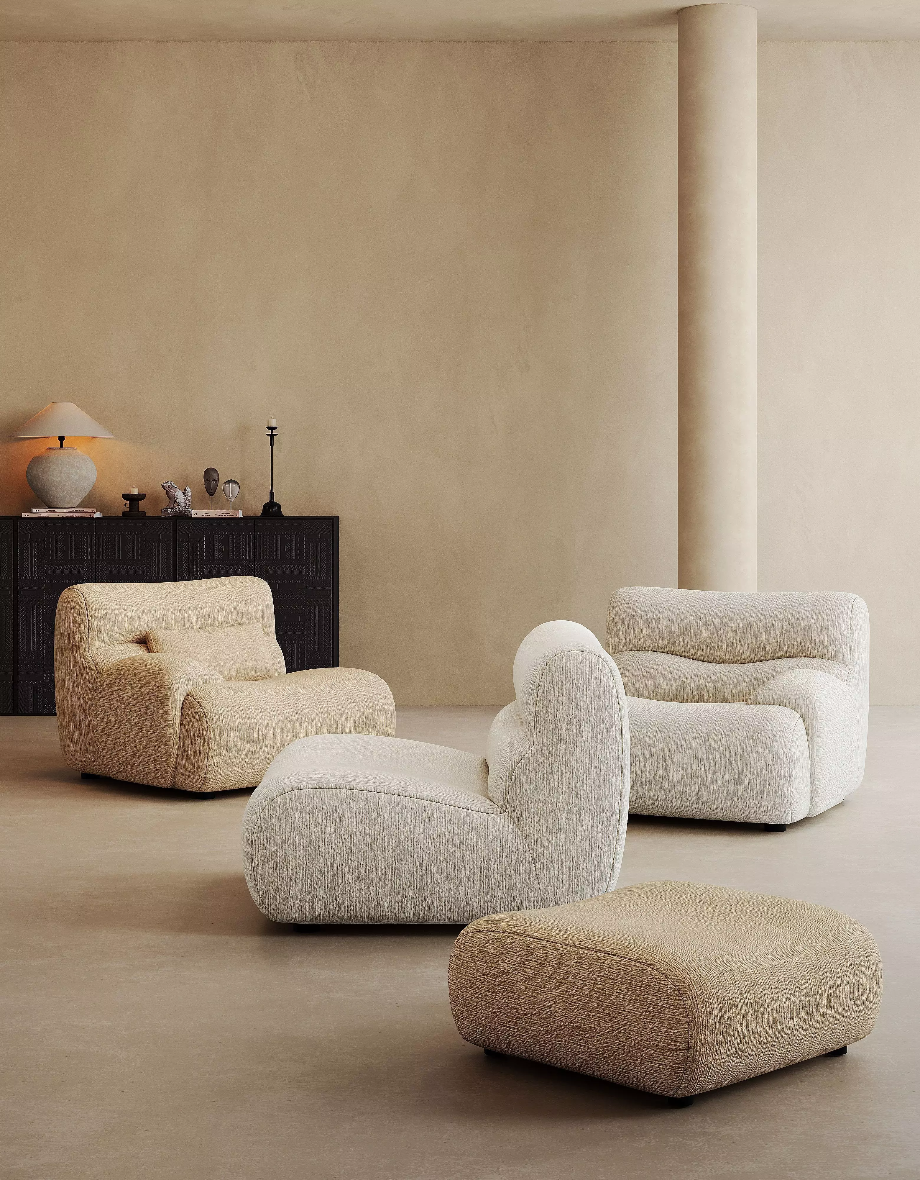 Mid Century interior scene 3D model_1