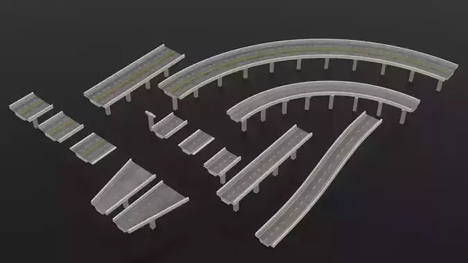 Modular Elevated Highway low poly Game Ready