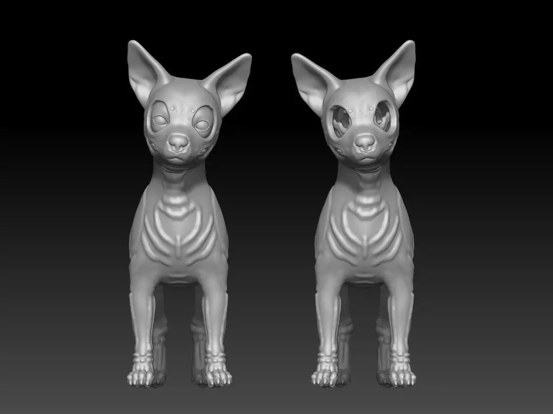 dog chihuahua skull pack 3 3D print model_0
