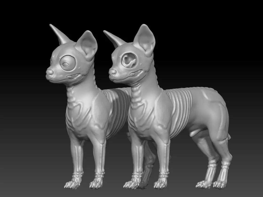 dog chihuahua skull pack 3 3D print model_1