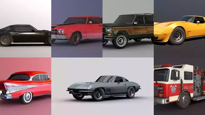 Cars Collection Package Low-poly 3D model