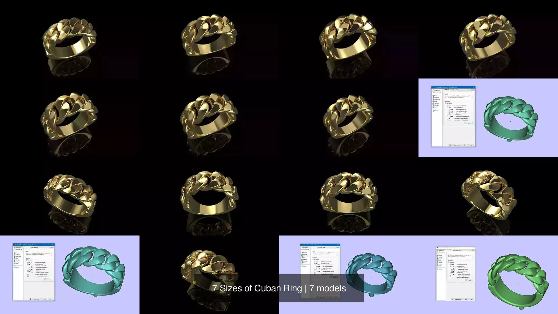 7 Sizes of Cuban Ring 3D Model Collection_0