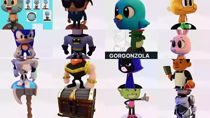 Ultimate Low Poly Cartoon Character Pack 3D Print Riging Ready 3D Model Collection