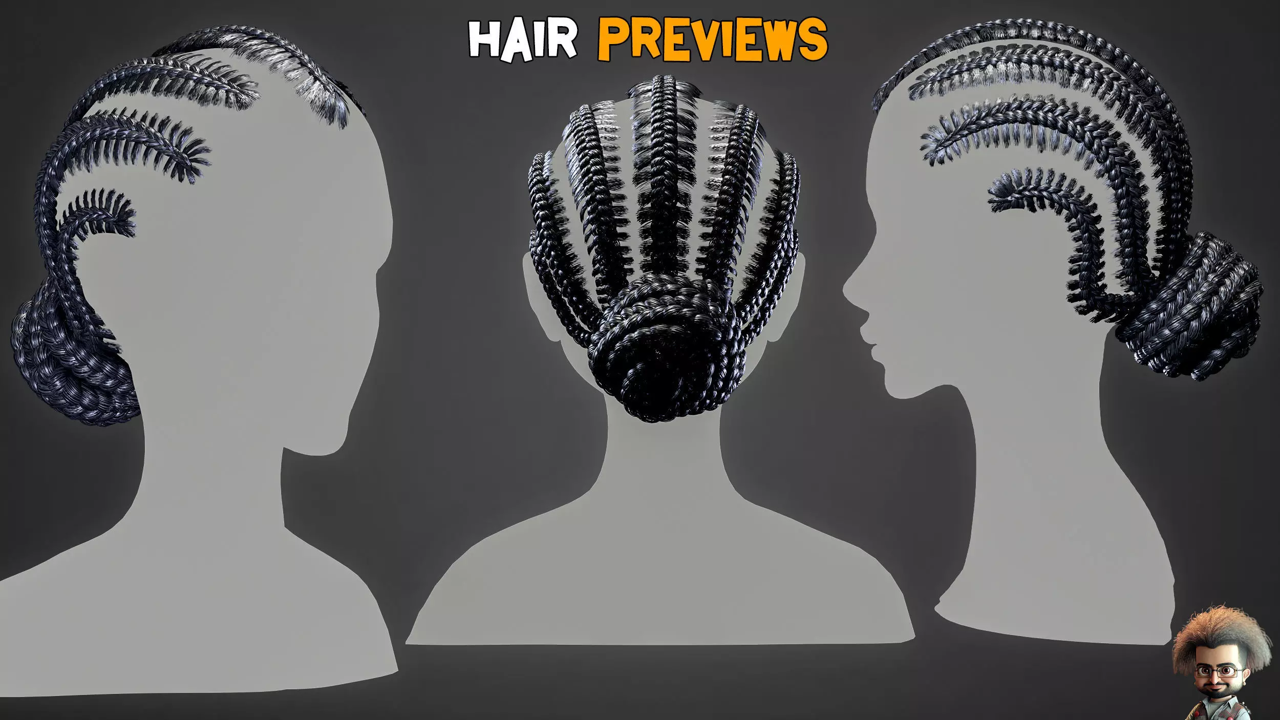 10 Real Hair Models and PBR Textures   Vol 03  Low-poly 3D model_1