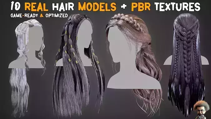 10 Real Hair Models and PBR Textures   Vol 03 