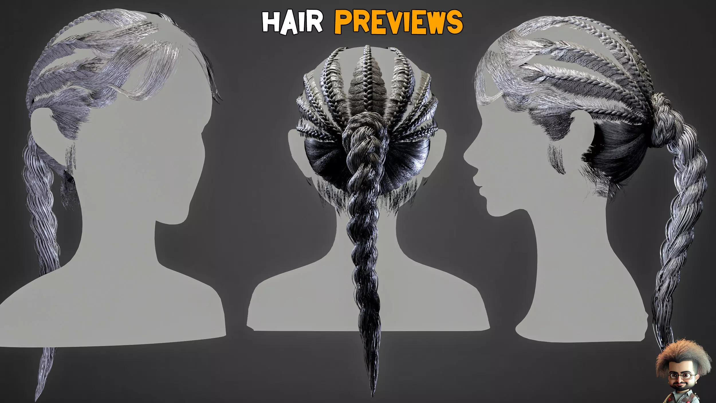 10 Real Hair Models and PBR Textures   Vol 03  Low-poly 3D model_3