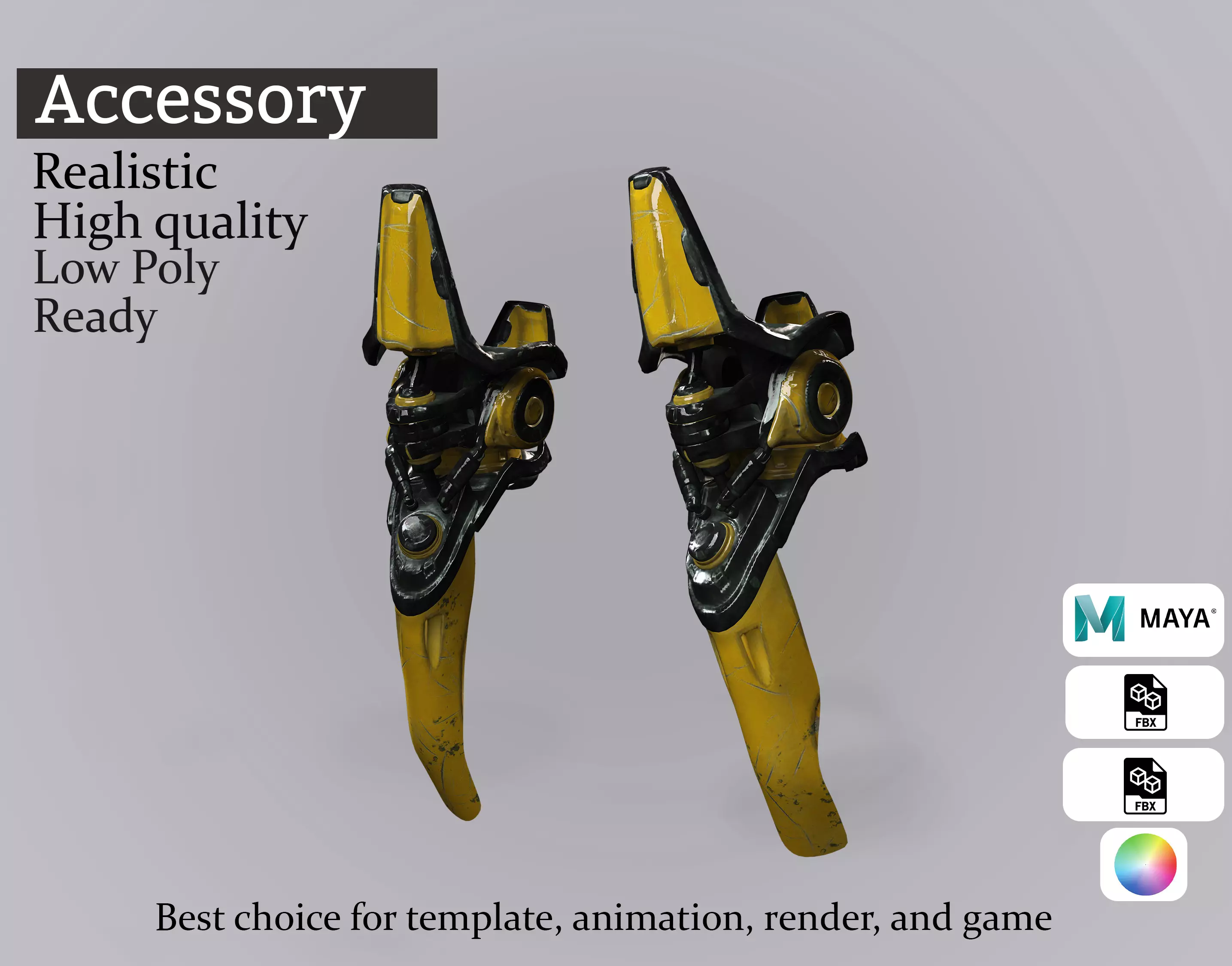 Mechanical Leg Prosthetics - Game-Ready Sci-Fi Cyber Legs Low-poly 3D model