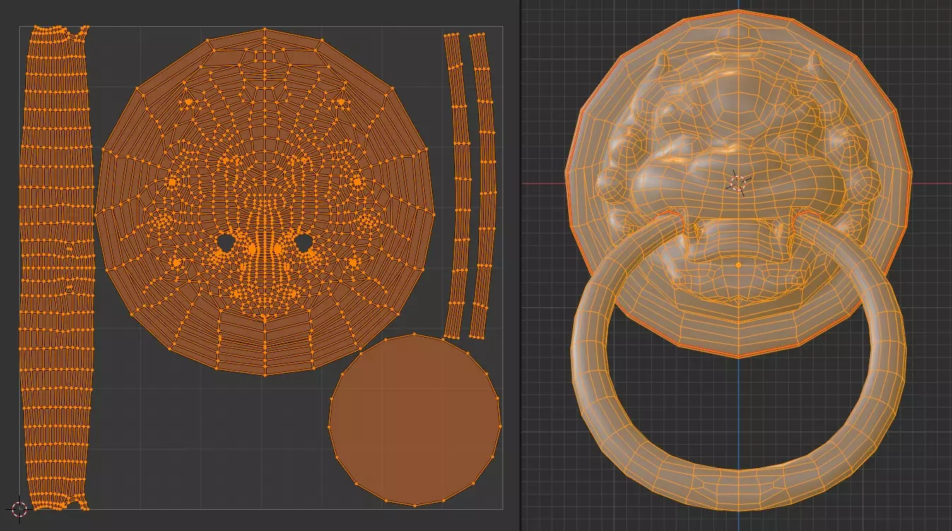 Chinese-style retro door knocker low-poly asset pack Low-poly 3D model_10