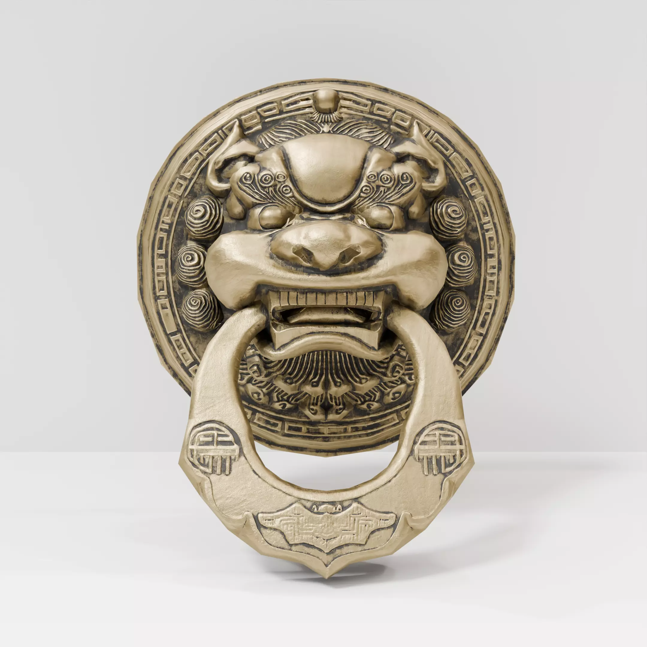 Chinese-style retro door knocker low-poly asset pack Low-poly 3D model_14