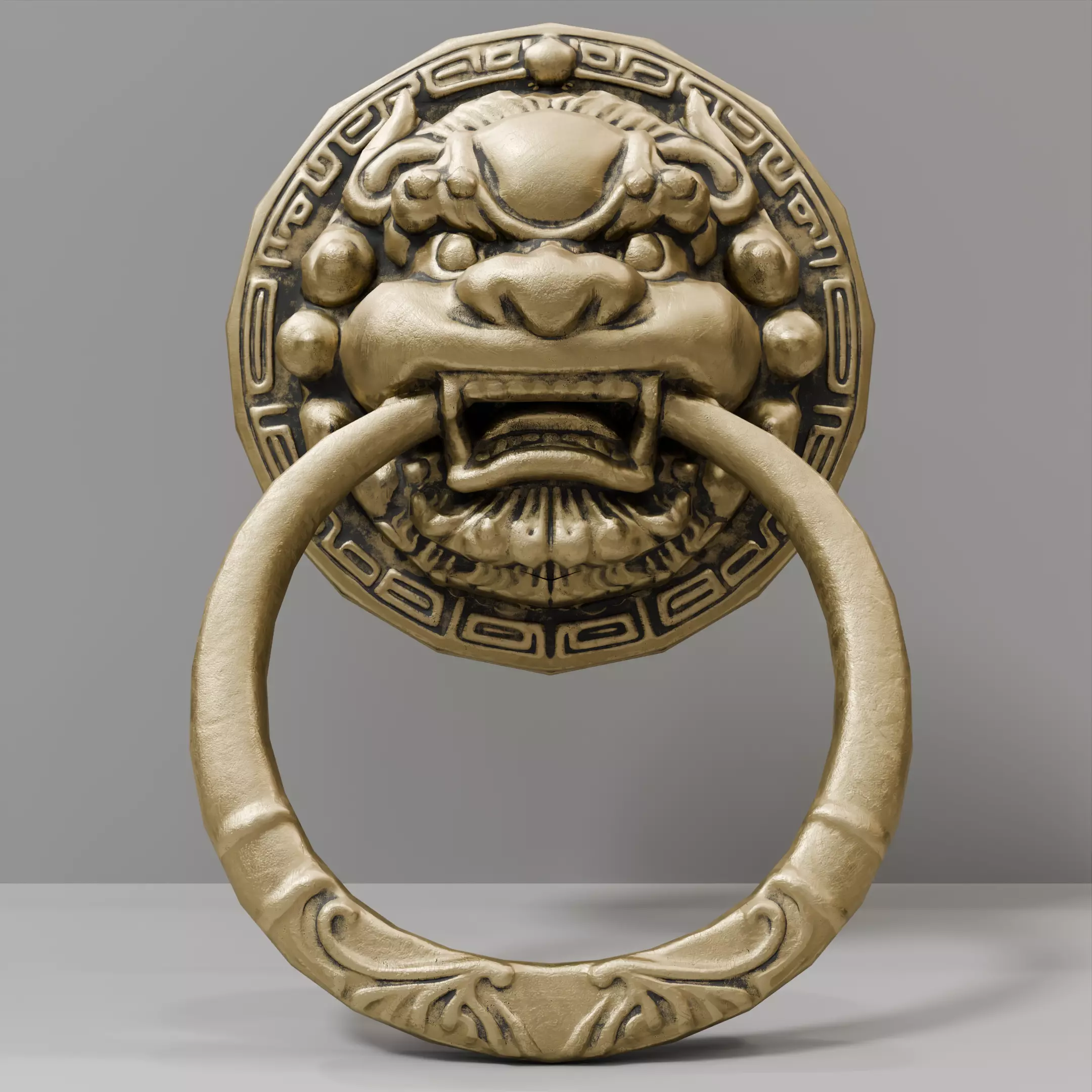 Chinese-style retro door knocker low-poly asset pack Low-poly 3D model_8