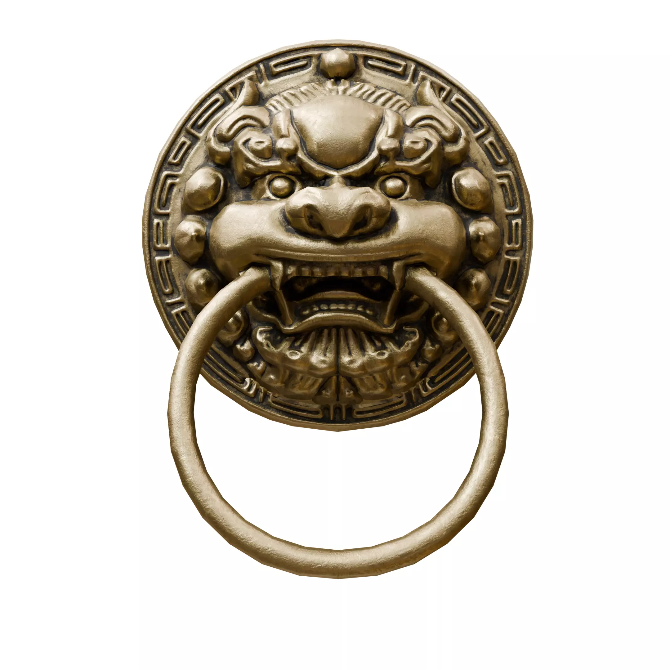 Chinese-style retro door knocker low-poly asset pack Low-poly 3D model_5