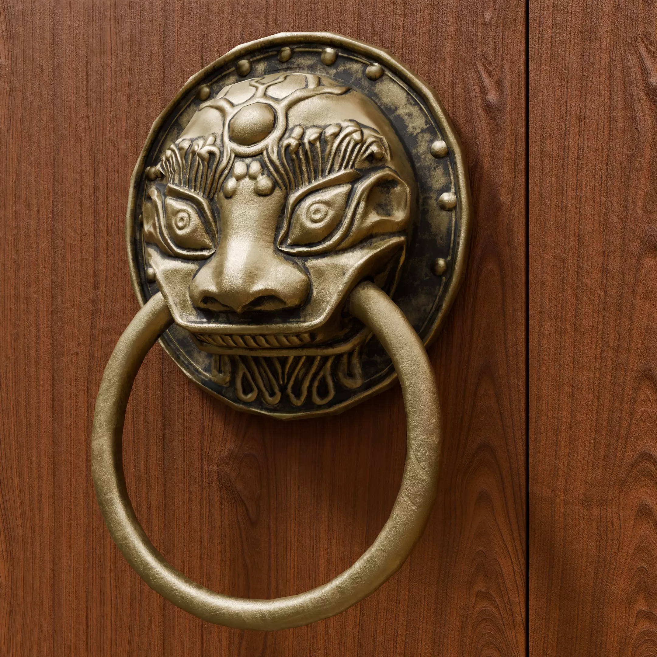 Chinese-style retro door knocker low-poly asset pack Low-poly 3D model_12