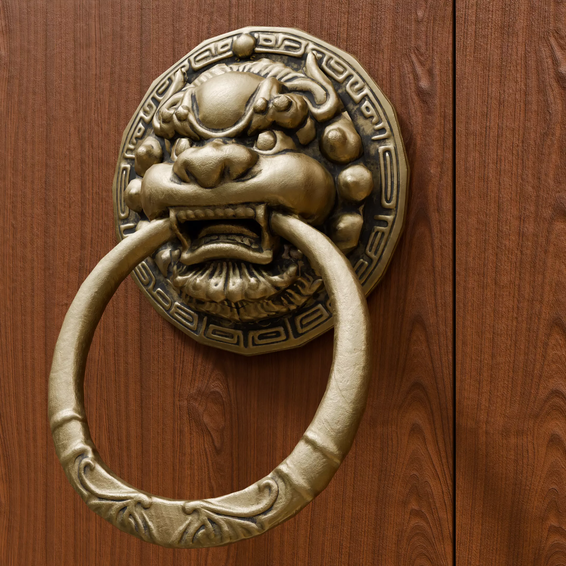 Chinese-style retro door knocker low-poly asset pack Low-poly 3D model_9