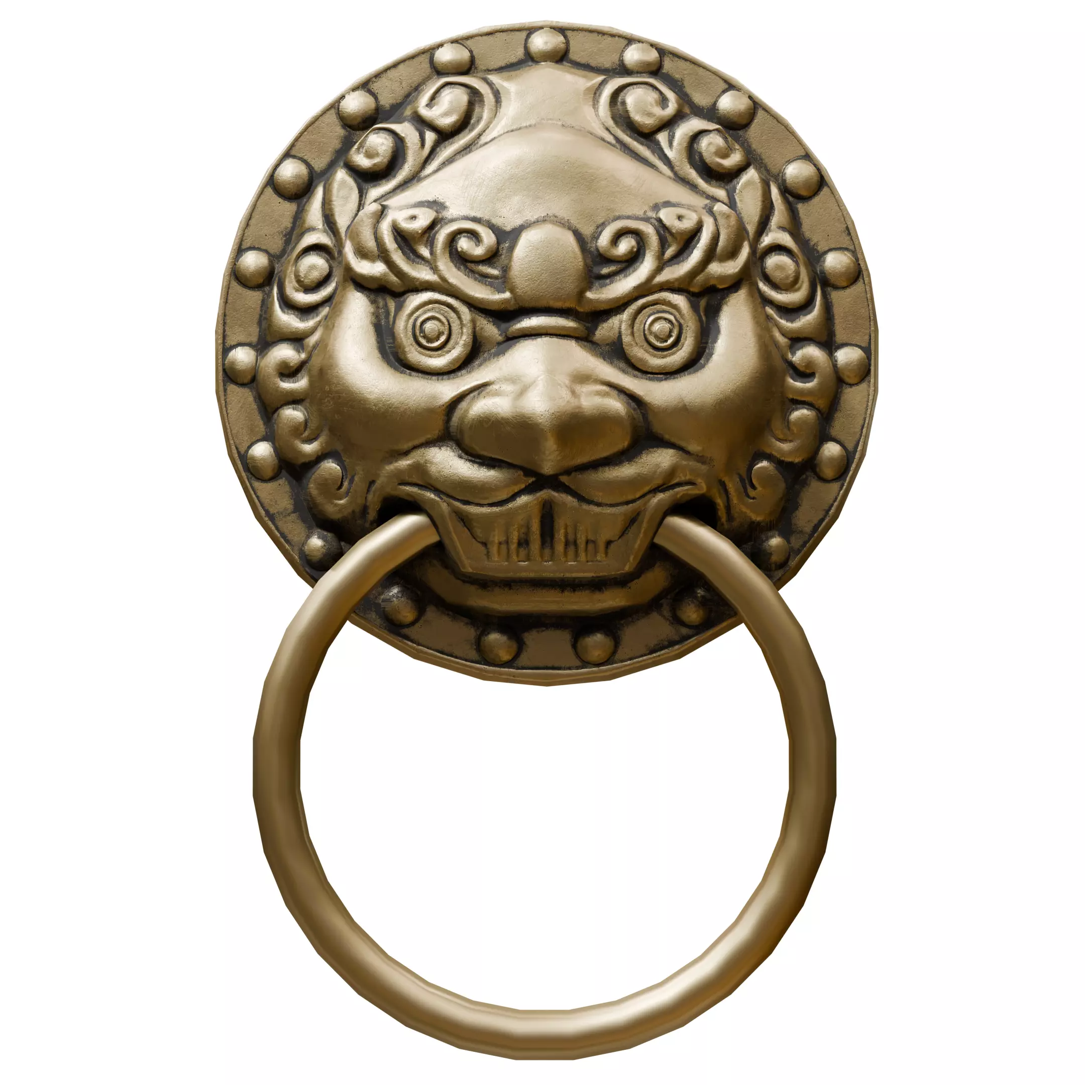 Chinese-style retro door knocker low-poly asset pack Low-poly 3D model_2