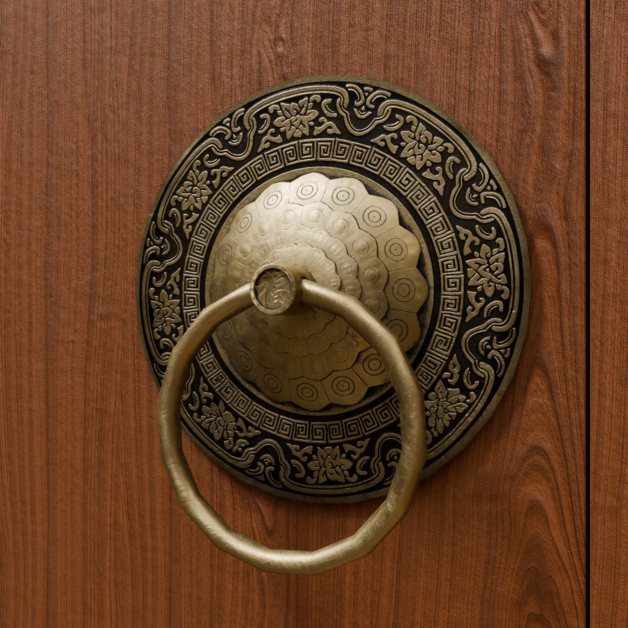 Chinese-style retro door knocker low-poly asset pack Low-poly 3D model_21