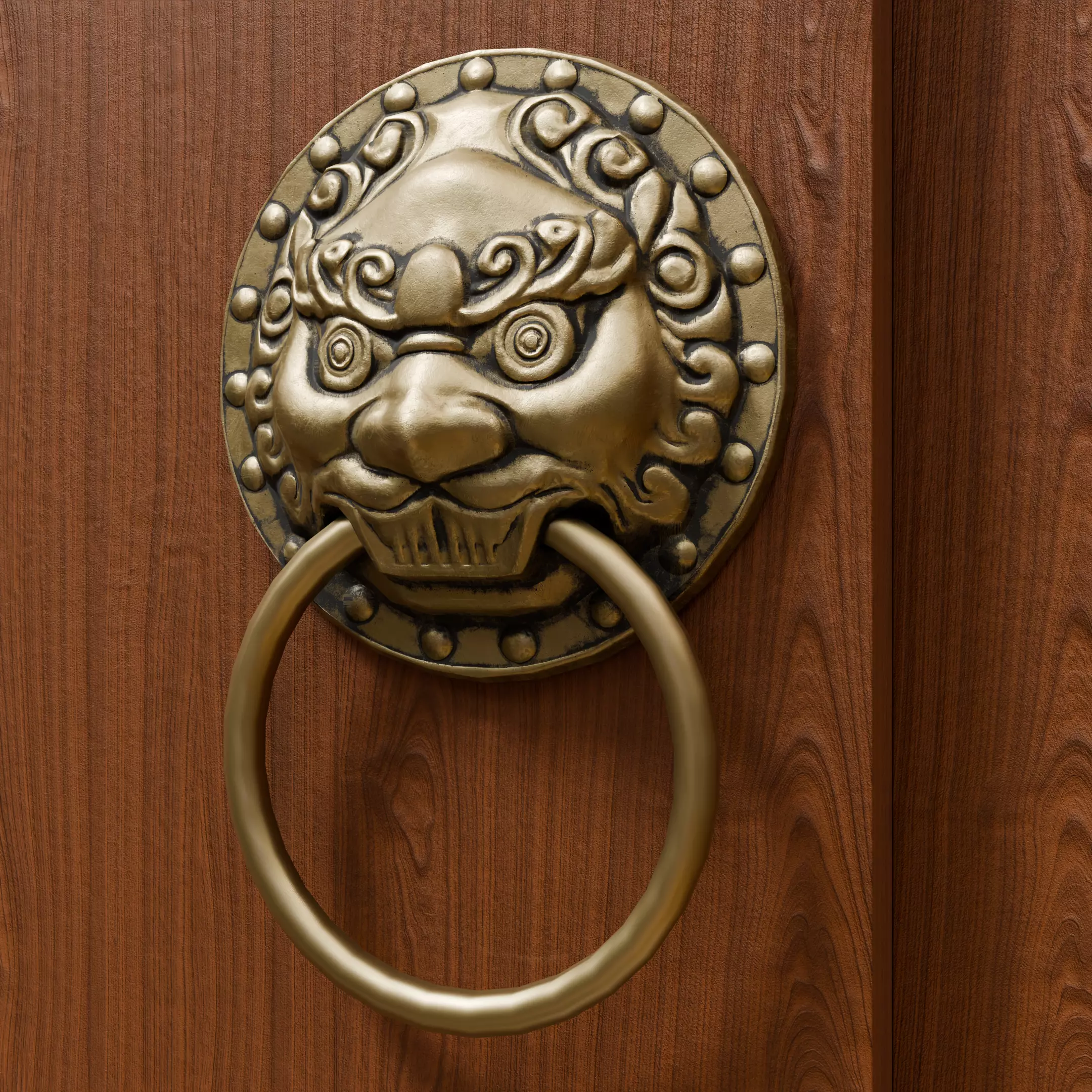 Chinese-style retro door knocker low-poly asset pack Low-poly 3D model_3