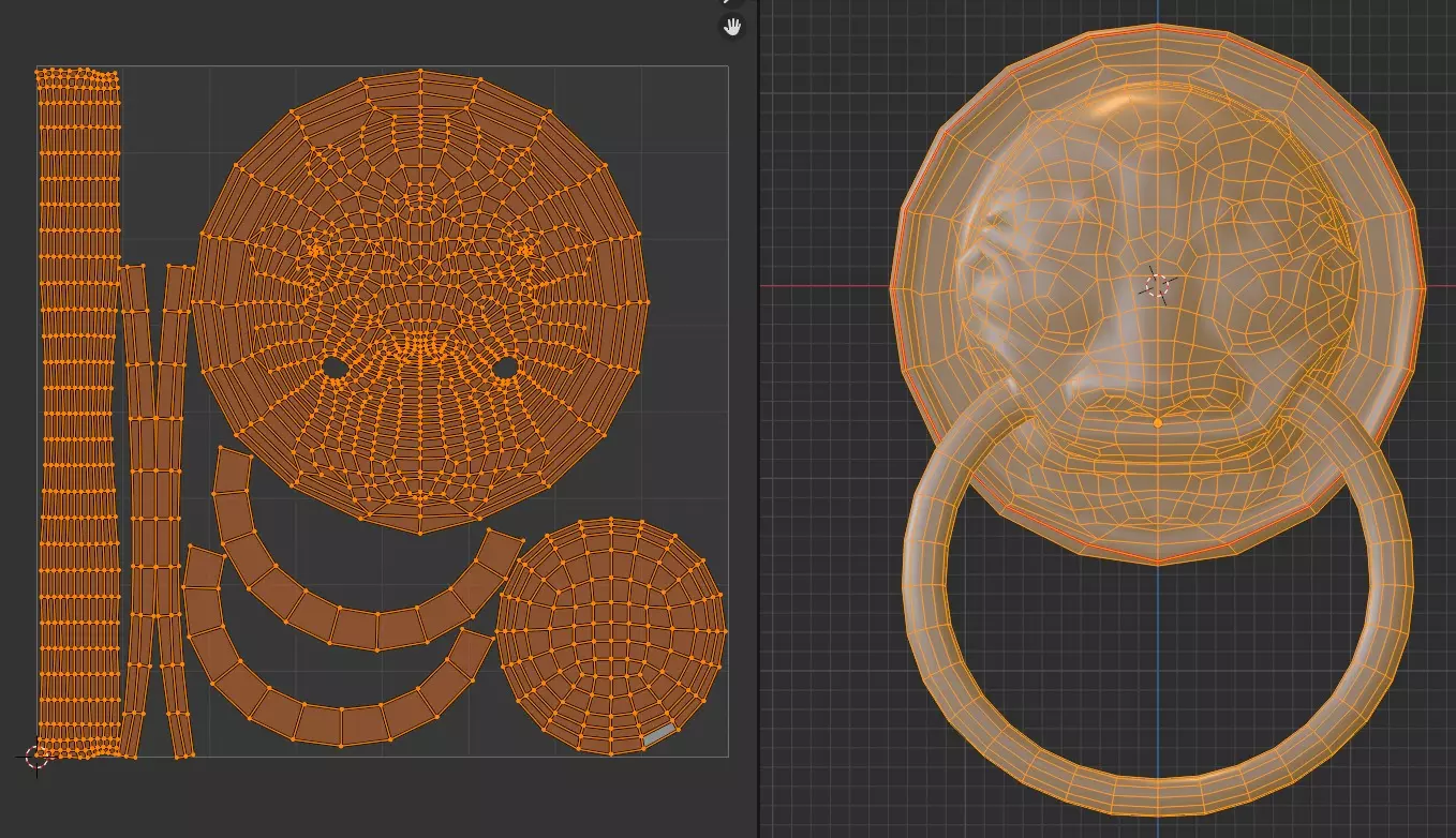 Chinese-style retro door knocker low-poly asset pack Low-poly 3D model_13