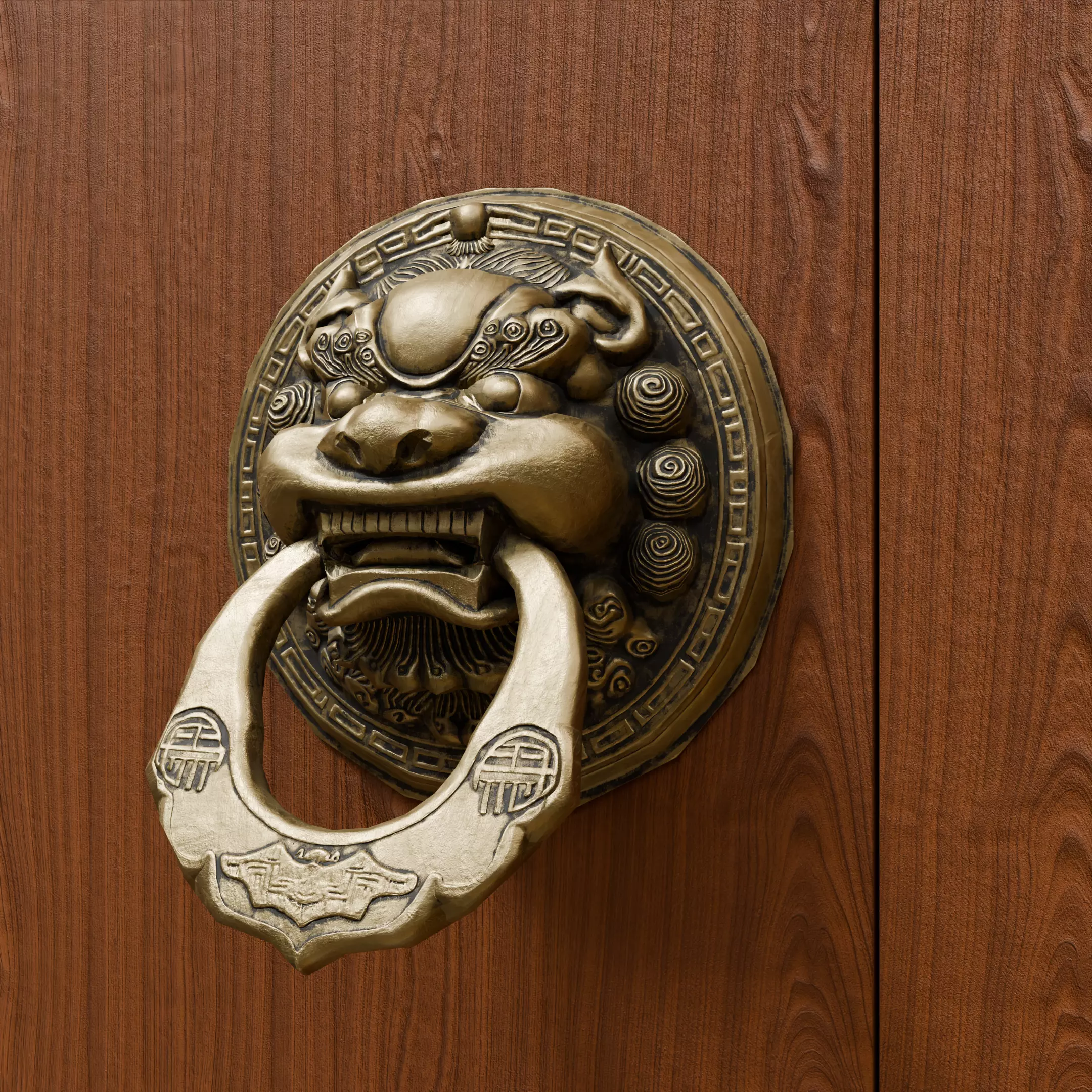 Chinese-style retro door knocker low-poly asset pack Low-poly 3D model_15