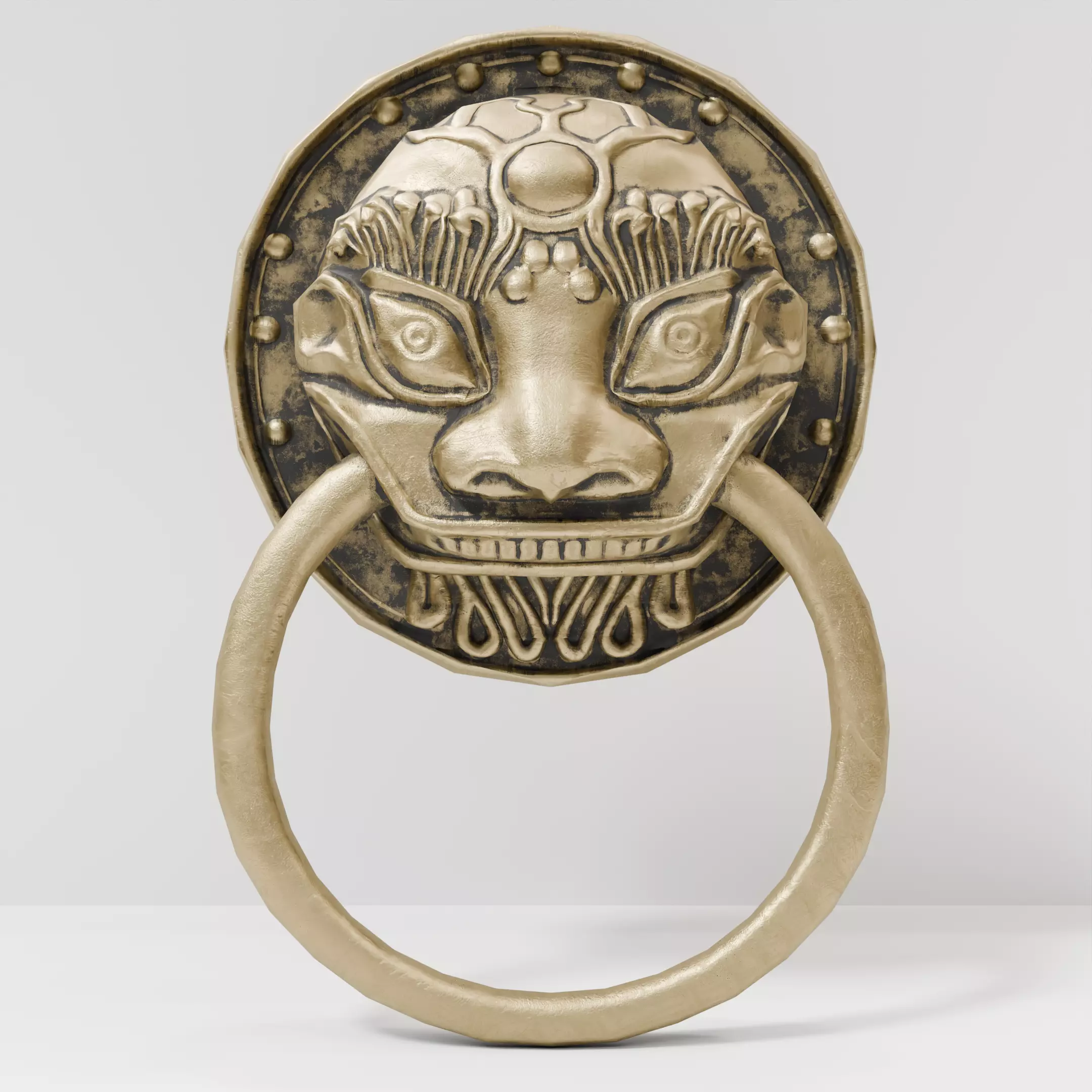 Chinese-style retro door knocker low-poly asset pack Low-poly 3D model_11