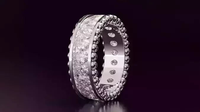 Channel Set Oval cut eternity ring with bead 2856CT EU54