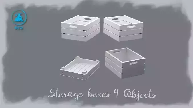 Storage Boxes  4 STL Objects Dollhouse Diorama Crates