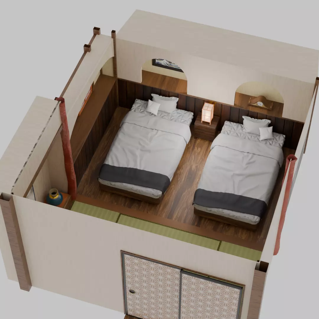 Ryokan guest room 3D model_7