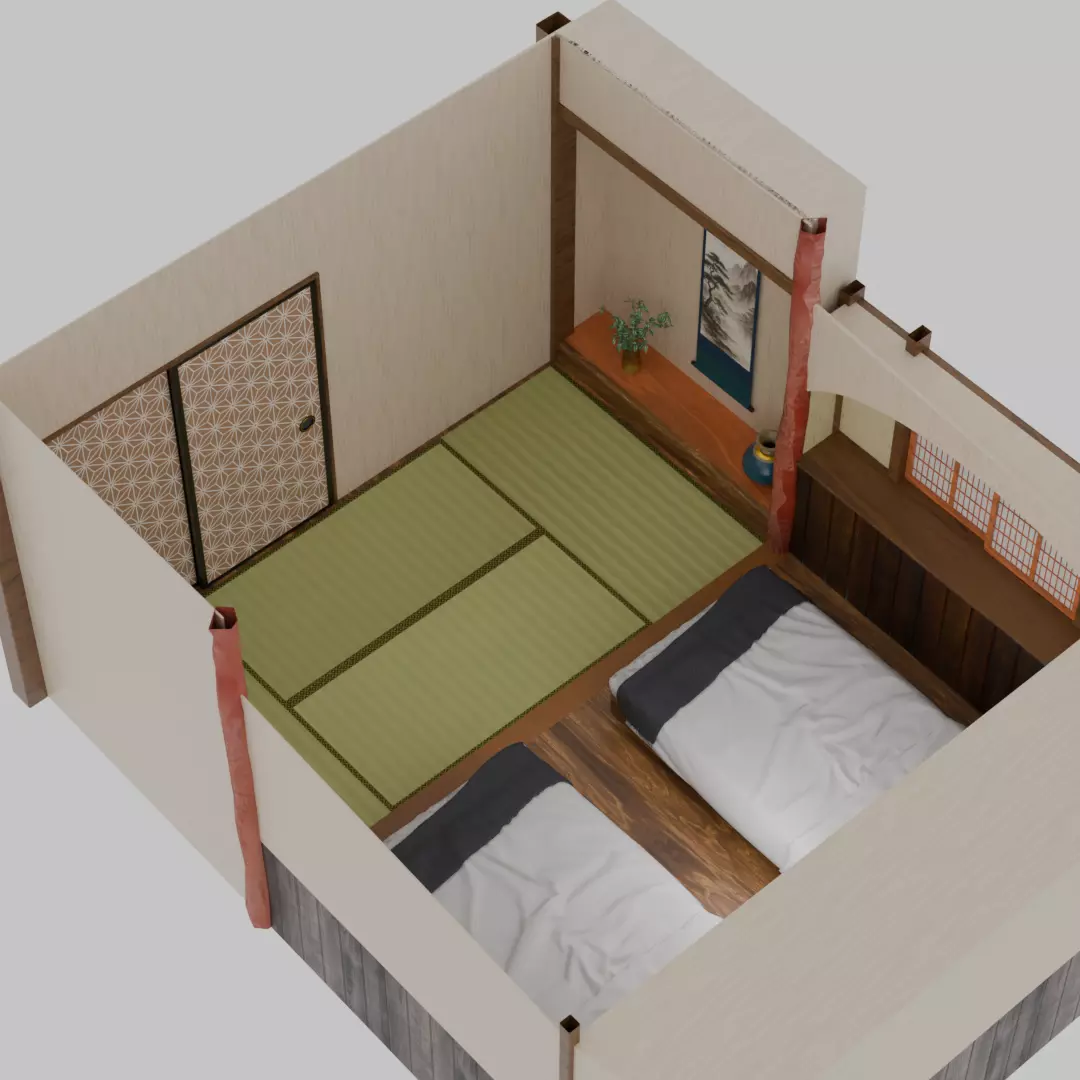 Ryokan guest room 3D model_8