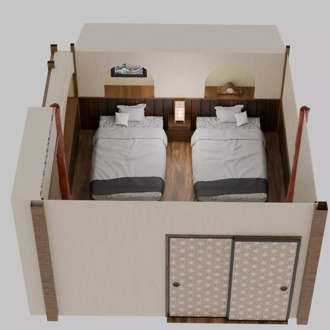 Ryokan guest room 3D model_9