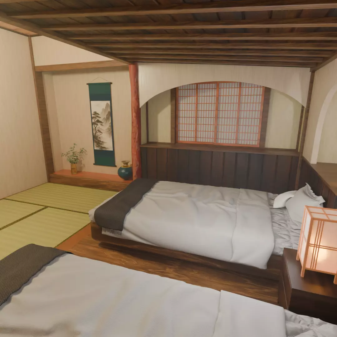Ryokan guest room 3D model_6